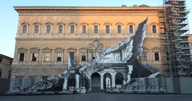 In Rome, JR's latest illusion cracks the Palazzo Farnese open